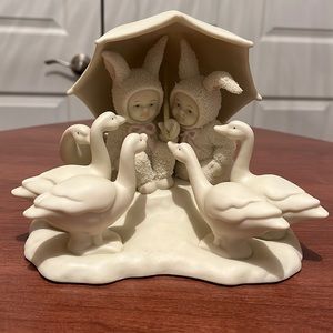 Snowbabies, bisque porcelain figurine, “Rain, Rain, Go Away”